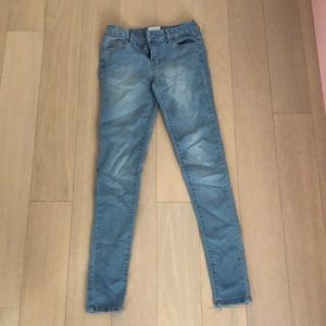 low rise blue jeans
